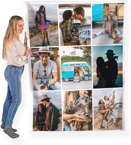 Miniatura 16 de FrameStory Manta personalizada con fotos y texto, totalmente personalizable con tus fotos y mensajes, manta de forro polar suave y suave, 30 x 40