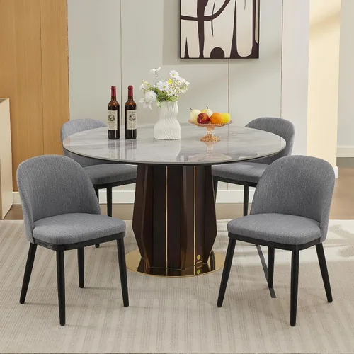 Miniatura 12 de Garvee Juego de 4 sillas de comedor de madera, silla tapizada para cocina, comedor, moderna tela de lino, silla de cena con pies