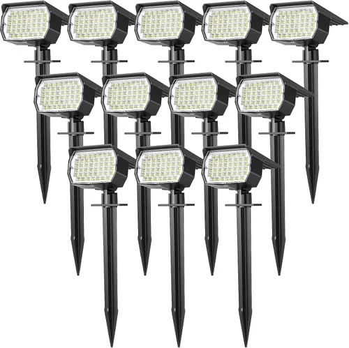 Miniatura 11 de WENATY Focos solares para exteriores, impermeables, IP65, paquete de 2 focos de paisaje con 46 LED, 3 modos de encendido y apagado automático, luces