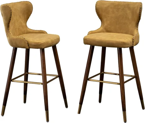 Miniatura 12 de Roundhill Furniture Nevis Mid-Century - Juego de 2 herramientas modernas de piel sintética copetuda, con adornos de clavos, color blanco