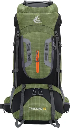 Miniatura 8 de Bseash Mochila impermeable de 80L para senderismo y camping con funda para la lluvia, ligera, para deportes al aire libre, viajes, mochila de día