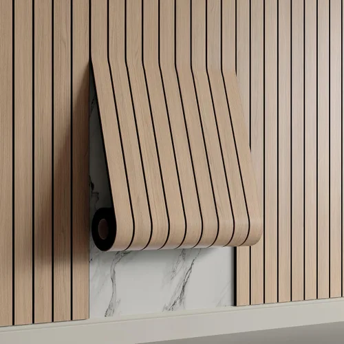 Miniatura 10 de Yutianli Panel de Pared de Listones de PVC Despegar y Pegar 118" x 15.7" Panel de Listones de Madera Falsa Grano de Madera de Nogal Artificial