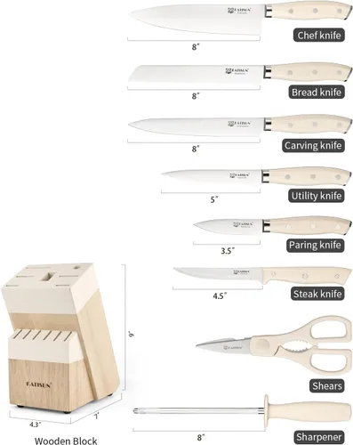 Miniatura 2 de Juego de cuchillos de cocina, juego de cuchillos de 14 piezas con bloque de madera, autoafilables para juego de cuchillos de chef, juego de bloques