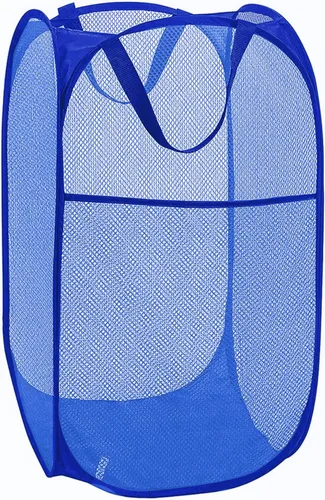 Cesta de malla para lavandería, cesta de lavandería plegable, para dormitorio, dormitorio, apartamento, azul rey Azul real