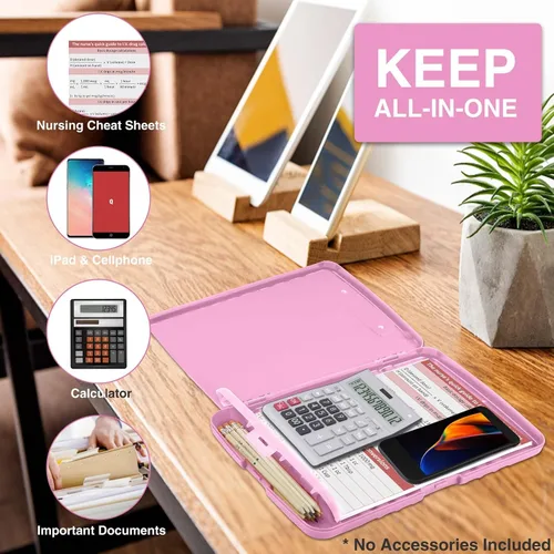Miniatura 5 de Sooez - Sujetapapeles de documentos clínicos con almacenamiento, sujetapapeles de plástico resistente, de alta capacidad, con soporte para bolígrafo