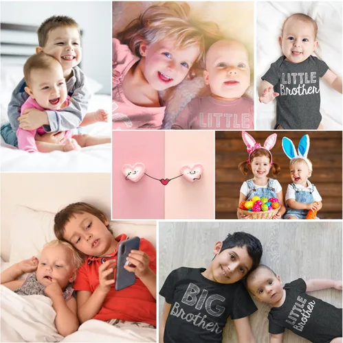 Miniatura 5 de Funnycokid Conjunto de camisetas a juego para hermano mayor, hermano pequeño, ropa de regalo para bebé