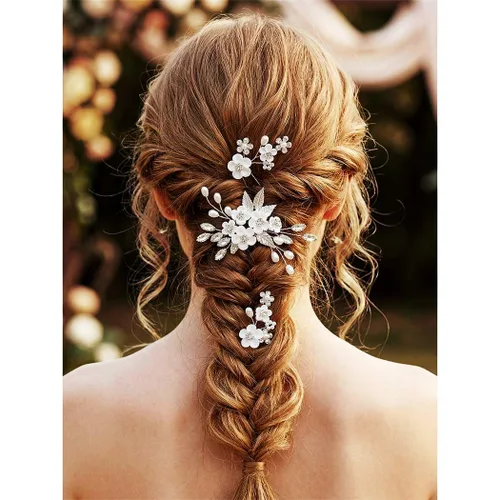 Miniatura 4 de GORAIS Accesorios para el cabello de boda, horquillas para el cabello, perlas nupciales, piezas para el cabello para novias y mujeres