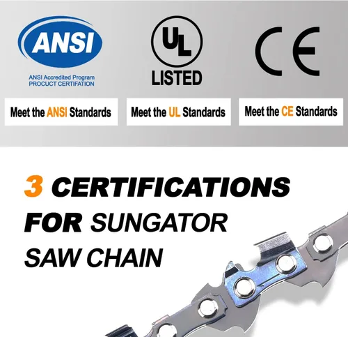 Miniatura 2 de SUNGATOR Paquete de 3 cadenas de motosierra de 8 pulgadas SG-S33, paso LP de 3/8 pulgadas, calibre 0.050 pulgadas, 33 eslabones de transmisión