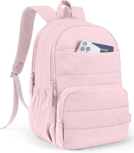 Miniatura 8 de Mochila de viaje Uselike para mujeres, mochila para portátil de 15.6 pulgadas, mochila universitaria acolchada, mochilas de trabajo bonitas, Beige