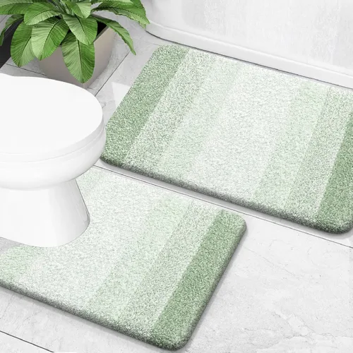 Miniatura 76 de OLANLY Juego de 2 alfombras de baño de microfibra suave y absorbente, antideslizantes, se pueden lavar y secar a máquina, alfombras de baño peludas