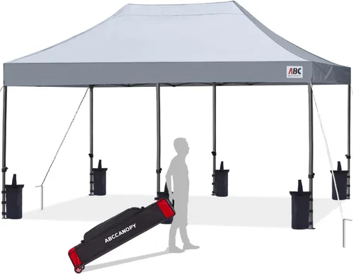 Miniatura 16 de Abccanopy - Carpa de toldo para tienda de campaña comercial instantánea con bolsa de transporte con ruedas, 4 bolsas de arena, Blanco