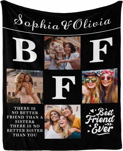 Miniatura 13 de Regalos de cumpleaños para mujeres, manta de amistad personalizada con tus fotos, manta personalizada con mis propias imágenes para hermanas