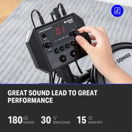 Miniatura 3 de Donner DED-80 Juego de batería electrónica y mini amplificador eléctrico de 20 W