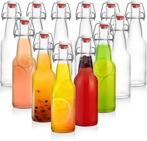 Miniatura 11 de Barcaloo Botellas de cerveza de vidrio ámbar de 16 onzas para elaboración casera, paquete de 12 con tapas abatibles, marca estadounidense