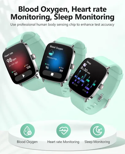 Miniatura 2 de SOUYIE Relojes inteligentes para hombres y mujeres, reloj inteligente de voz AI de 1.85 pulgadas, monitor de frecuencia cardíaca 24/7, rastreador