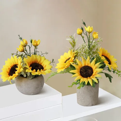 Miniatura 13 de Leftover Flores Artificiales de Girasol en Jarrón, Decoración de Girasol, Centros de Mesa de Flores para Mesas, Flores Artificiales en Jarrón