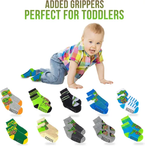Miniatura 2 de Disney Baby Yoda - Calcetines para niños 10 unidades y calcetines para niños pequeños con pinzas calcetines antideslizantes para niños