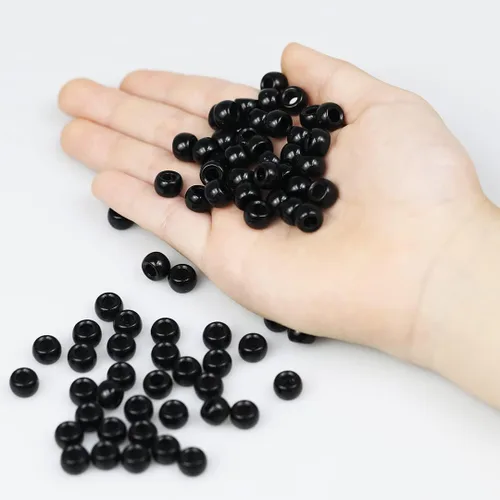 Miniatura 2 de 1000 cuentas de pony negras de 0.236 x 0.32 pulgadas para pulseras, trenzas de pelo y manualidades de bricolaje, solo para uso en manualidades