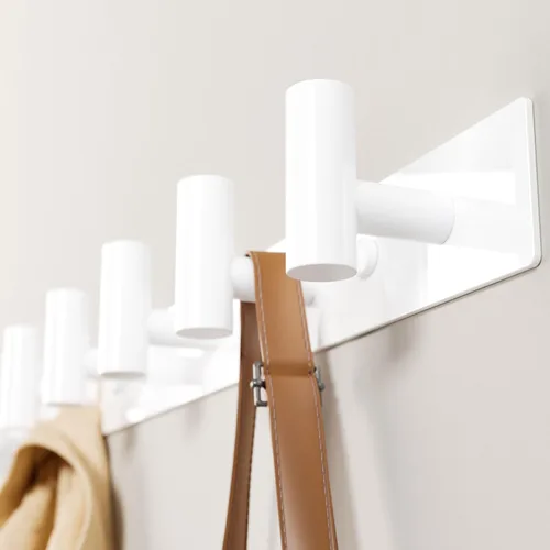 Miniatura 8 de GWAAZXGZ Perchero negro montado en la pared, 5 clavijas en forma de T para sombreros, bolsas y toallas, riel de metal resistente para entrada, baño