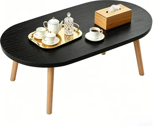 Miniatura 32 de Mesa de Centro, Mesas de Centro Pequeñas de 23.6", Mesas de Centro Redondas Negras para Sala de Estar, Mesa de Piso para Sentarse en el Suelo, Mesa