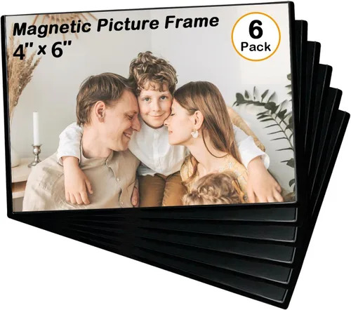 Miniatura 12 de Marco magnético para fotos, con capacidad para fotos de 5 x 7 pulgadas, fundas negras reutilizables para nevera, taquilla, gabinete de oficina