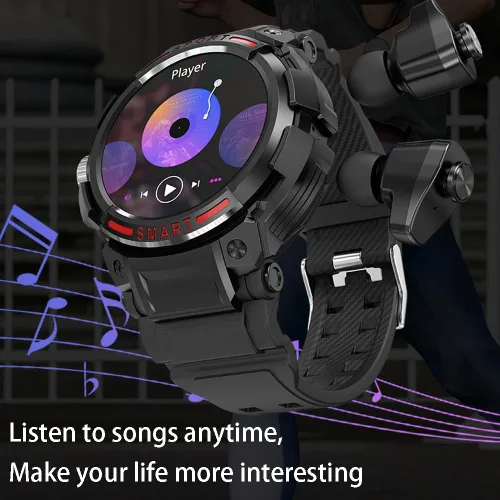 Miniatura 3 de Cutwif Reloj inteligente con auriculares, reloj inteligente Bluetooth 3 en 1 para iPhone Android, monitor de sueño de ritmo cardíaco, reloj Gris