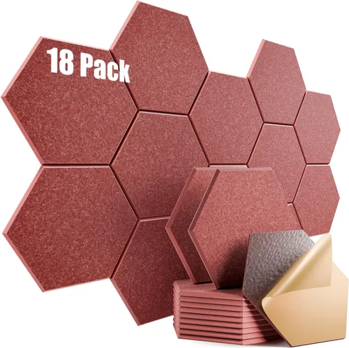 Miniatura 48 de Paquete de 12 paneles acústicos autoadhesivos de 12 x 10 x 0.4 pulgadas, paneles de espuma a prueba de sonido con alta densidad, diseño forrado