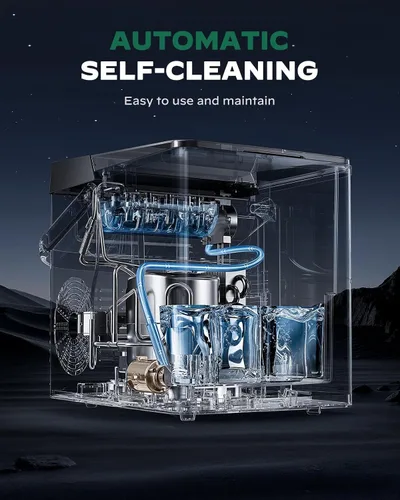 Miniatura 6 de Silonn Máquina de hielo para encimera, cesta de hielo de 2.5 L y tanque de agua de 1.8 L, 9 cubos de hielo de bala en 6 minutos, control táctil LED