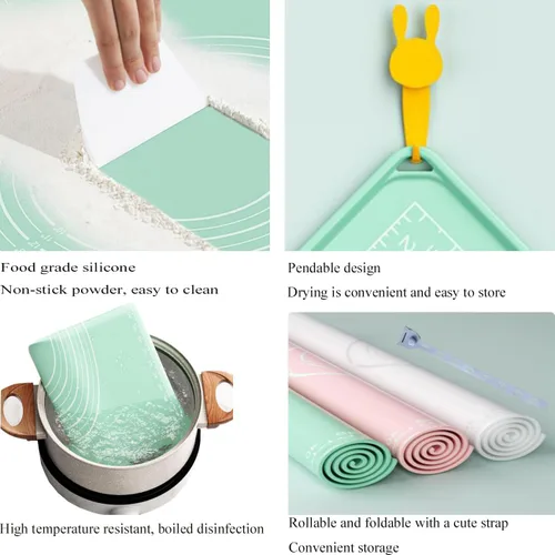 Miniatura 3 de Tapete de silicona para pastelería de 28 x 20 pulgadas, extra grueso, antiadherente, con medición de silicona de grado alimenticio, fondant, tapete