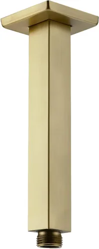 Miniatura 16 de Brazo de ducha de oro cepillado con brida de 6 pulgadas de acero inoxidable recto superior de lluvia cabezal de ducha de extensión de tubo cuadrado