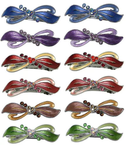 Dz Pk Pasadores, 12 unidades, lazo para el pelo con lazo en una cinta, pinzas para el pelo francés, 2 Ea 6 colores YY86400-1-D