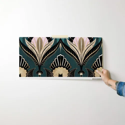 Miniatura 7 de Muestra de Papel Pintado de Pelar y Pegar Spoonflower - Elegante Art Deco Murciélagos Flores Azul Verde Oro Negro Rosa 1920S Opulento Maximalista
