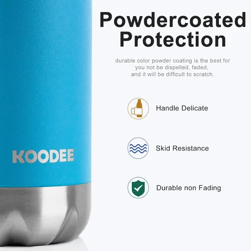 Miniatura 2 de koodee Botella de agua para la escuela, botella de agua de acero inoxidable de doble pared aislada al vacío de 9 onzas para la vuelta a la escuela