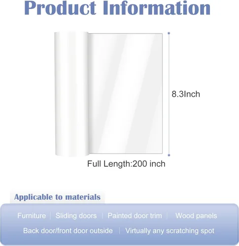 Miniatura 6 de Protector de arañazos de puerta contra arañazos de perros, 200 x 8.3 pulgadas, protector de arañazos para puerta de perro, cinta disuasoria ultra