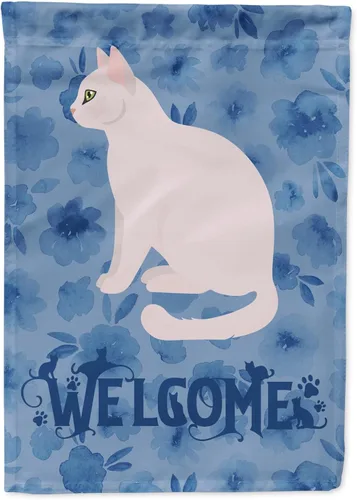 Miniatura 62 de Caroline's Treasures CK5047CHF Ojos Azules - Bandera de bienvenida con diseño de gato para casa de porche, grande, para colgar en la pared
