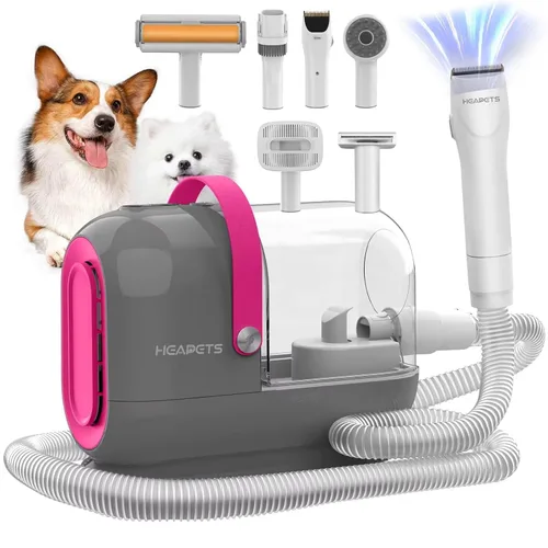 Miniatura 9 de HEAPETS Kit de aseo para mascotas con vacío - Aspiradora de 3L con 7 herramientas, cortapelos eléctrico de bajo ruido y cepillo para la muda