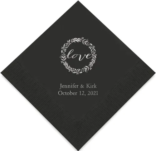Miniatura 7 de Weddingstar - servilletas de papel impresas personalizables Negro