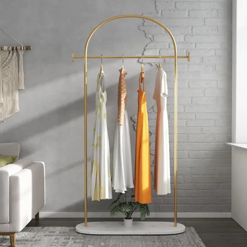 TIEOU Perchero de metal dorado, soporte de entrada no empotrado, perchero para sombreros y abrigos, pequeño perchero para ropa, moderno Estante