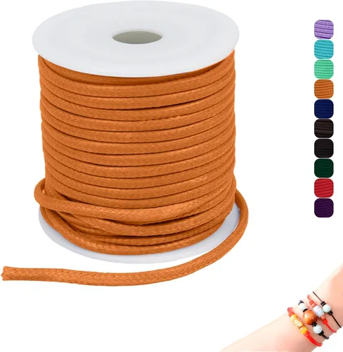 Miniatura 43 de CAMAL Cuerda de cera de 0.069 pulgadas para hacer pulseras, hilo encerado de 23 yardas para joyería y pulsera, cordón encerado para manualidades