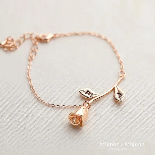 Miniatura 4 de MignonandMignon Rose Gold Rose Pendant Beauty and the Beast Jewelry Bracelet Bridesmaid Flower Girl Gift - 3MRBR (Rose Gold)