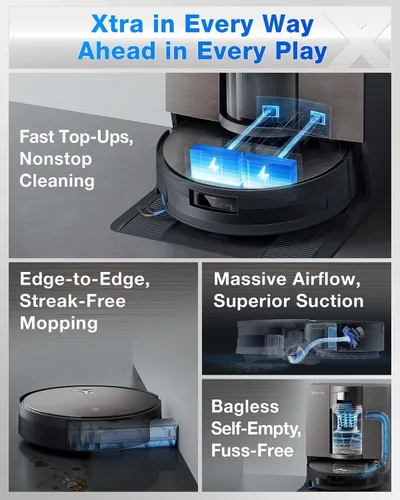 Miniatura 2 de ECOVACS DEEBOT X11 OmniCyclone Robot Aspiradora y Trapeadora, Carga PowerBoost, Trapeador de Autolavado Instantáneo OZMO Roller 2.0, Succión Potente