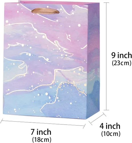 Miniatura 5 de Loveinside Bolsas de regalo de tamaño mediano, bolsa de regalo con patrón de mármol colorido con papel de seda para compras, fiestas, bodas, baby