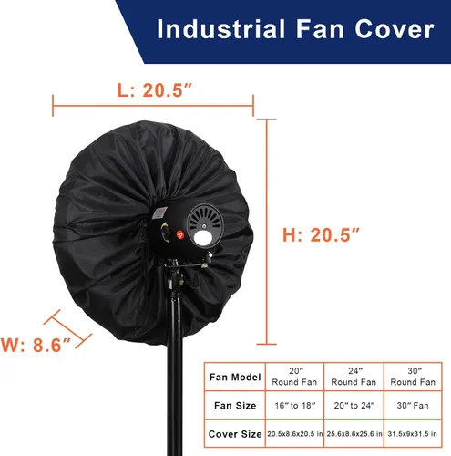 Miniatura 5 de Cubierta de ventilador industrial resistente al agua y al polvo para ventilador de pedestal de 16 a 20 pulgadas, montaje en pared y uso al aire