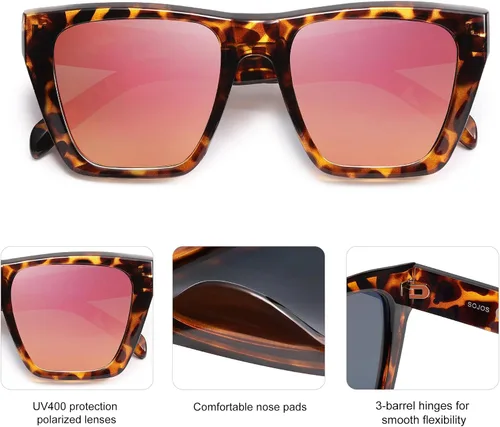 Miniatura 28 de SOJOS Fashion Oversized Square Cat Eye Polarized Sunglasses for Women Trendy Cateye Style Womens Sunglasses SJ2179