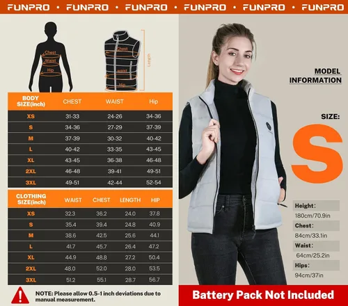 Miniatura 6 de FUNPRO Heated Vest for Women, Smart Heated Jacket, Lights-out Design, Battery Pack Not Included