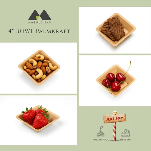 Miniatura 4 de Palmkraft - Plato profundo cuadrado de postre de 4 pulgadas (50 unidades), cuenco resistente desechable de 4 onzas, paquete de fiesta similar al