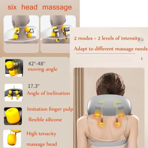 Miniatura 3 de Goletsure Masajeador de cuello y hombros, masajeador Shiatsu de cuello y espalda con calor, almohada de amasamiento 5D de tejido profundo, masaje