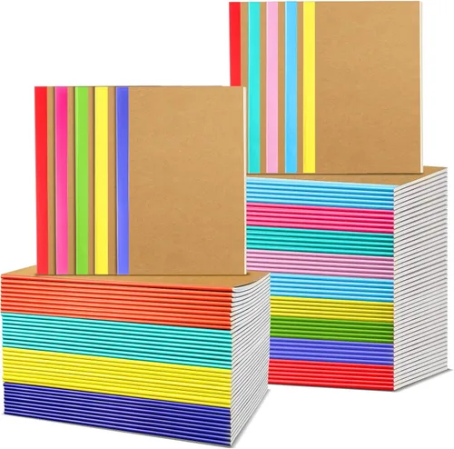 Miniatura 21 de Handepo 100 paquete de cuadernos de composición A5/A6 con líneas rayadas, cuadernos de composición de cartón Kraft a granel con cubierta suave