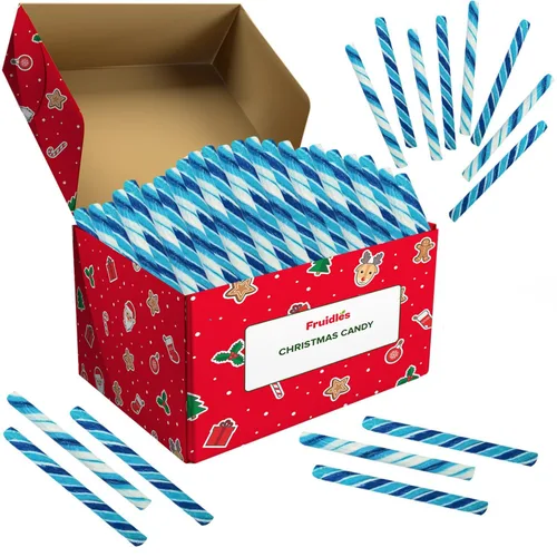 Miniatura 2 de Bastón de caramelo navideño, paquete de 144 unidades rojo, blanco y verde de sabor a fruta mixta, envuelto individualmente, 5.5" (12g) por bastón