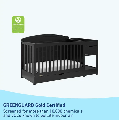 Miniatura 5 de Graco Bellwood - Cuna convertible 5 en 1 y cambiador con cajón (negro) - Certificado GREENGUARD Gold, cajón de almacenamiento de tamaño completo, se